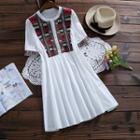Embroidered Panel Short Sleeve Dress