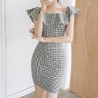 Frilled Gingham Bodycon Dress