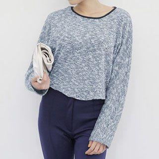 Contrast-trim Dip-back Sweater