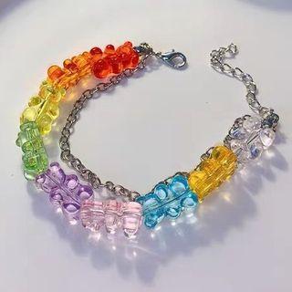 Bear Resin Bracelet Bracelet - Blue & Pink & Purple - One Size