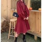 Contrast Stitching Buttoned Long Coat