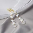 Flower Faux Pearl Drop Earring E1437-1 - 1 Pair - Gold & White - One Size