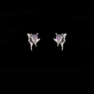 Rhinestone Melting Alloy Earring 1 Pc - Silver - One Size