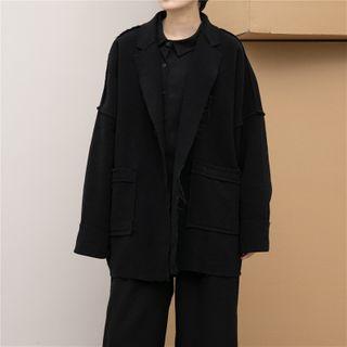 Frayed Trim Blazer Black - One Size