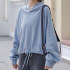 Plain Loose-fit Sweatshirt Blue - One Size