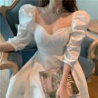 Short Puff-sleeve Mini A-line Dress