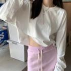 Round-neck Plain Cropped Top + Plain Mini Skirt
