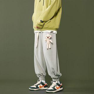 Bear Plush Drawstring Sweatpants