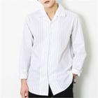 Notched-lapel Striped Cotton Shirt