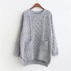 Cable-knit Sweater Light Gray - One Size
