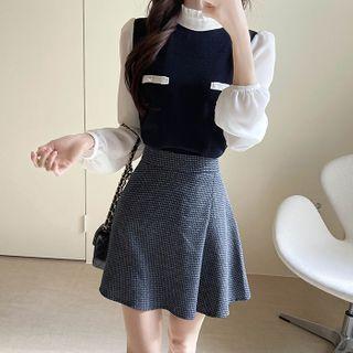 Frill-neck Button-detail Blouse