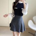 Frill-neck Button-detail Blouse