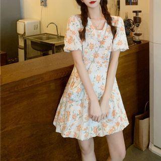 Floral Mini A-line Dress With Crossbody Bag