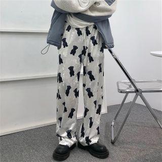 Bear Print Straight Leg Pants