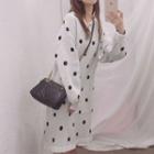 Long-sleeve Dotted Mini Knit Dress