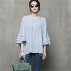 Layered-sleeve Dip-back Top