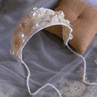 Wedding Faux Pearl Lace Headband / Hair Stick
