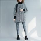 Turtleneck Houndstooth Pullover As Shown In Figure - One Size