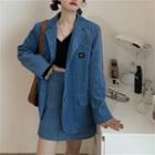 One-button Corduroy Blazer / Mini A-line Skirt