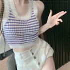 Color Block Woven Crop Tank Top