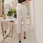 Pinstriped Cropped Straight-fit Pants