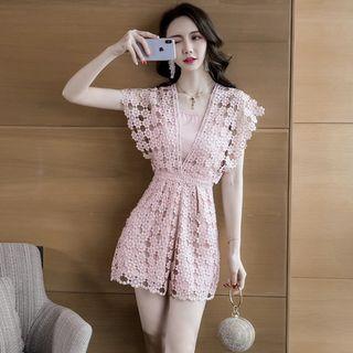Lace-up Back Sleeveless Playsuit