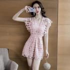 Lace-up Back Sleeveless Playsuit