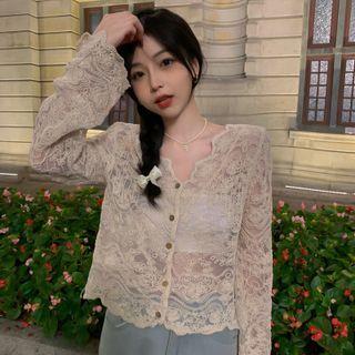 Cropped Lace Cardigan
