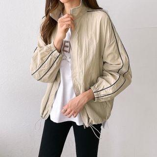 Stand-collar Contrast-trim Windbreakers