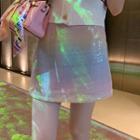 High-waist Rhinestone Iridescent Skirt