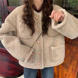 Long Sleeve Pocket Detail Single Breasted Lambswool Jacket