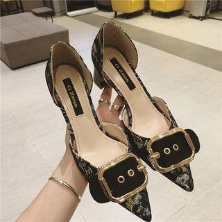 Buckled Lace High-heel Sandals