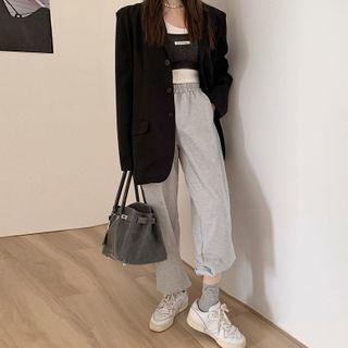 Crop Camisole Top / Wide Leg Pants / Blazer