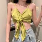 Cropped Spaghetti Strap Top Green - One Size