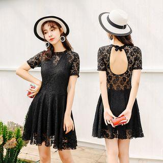 Short-sleeve Lace Swimdress
