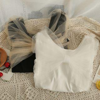 Mesh-ribbon Slim-fit T-shirt