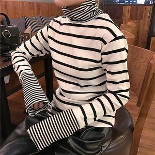Striped Long-sleeve High Neck T-shirt