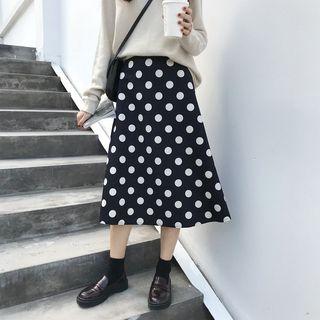 Faux Suede Dotted Midi A-line Skirt