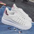 Star Perforated Platform Lace Up Sneakers