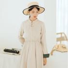 Long-sleeve Stand-collar Frog Button Dress