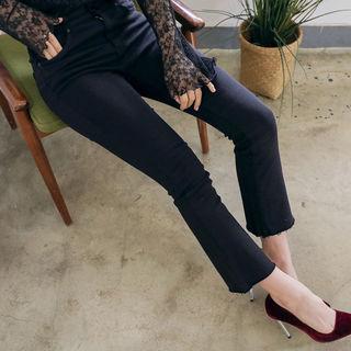 Fray-hem Slim Boot-cut Pants