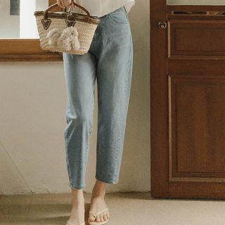 Zip-fly Washed Baggy Jeans