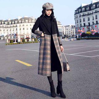 Plaid Panel Button Coat
