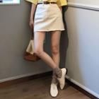 Frayed Stitched Mini Skirt