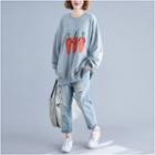 Carrot Print Pullover Light Gray - One Size