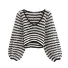Puff-sleeve Pattern Sweater