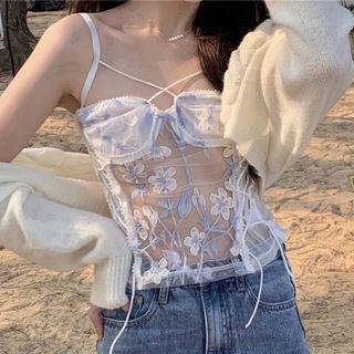 Floral Embroidered Lace Camisole Top