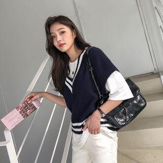 Boxy-fit Ringer Knit Vest