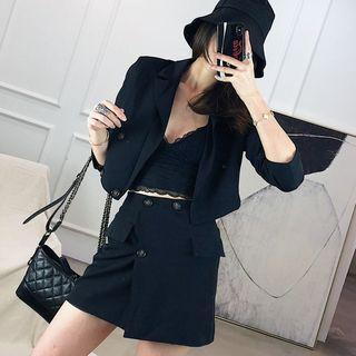 Double Breasted Blazer / Mini A-line Skirt