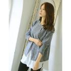 Long Sleeve Mock Two-piece Herringbone Top